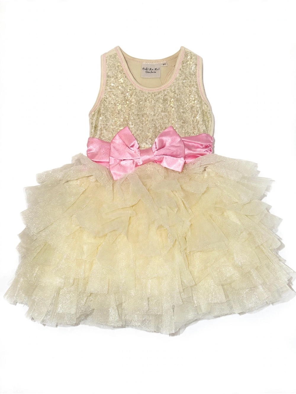 Ooh! La, La! Couture NWT 2T Wow Dream Dress Champagne Gold Sequin Pettidress